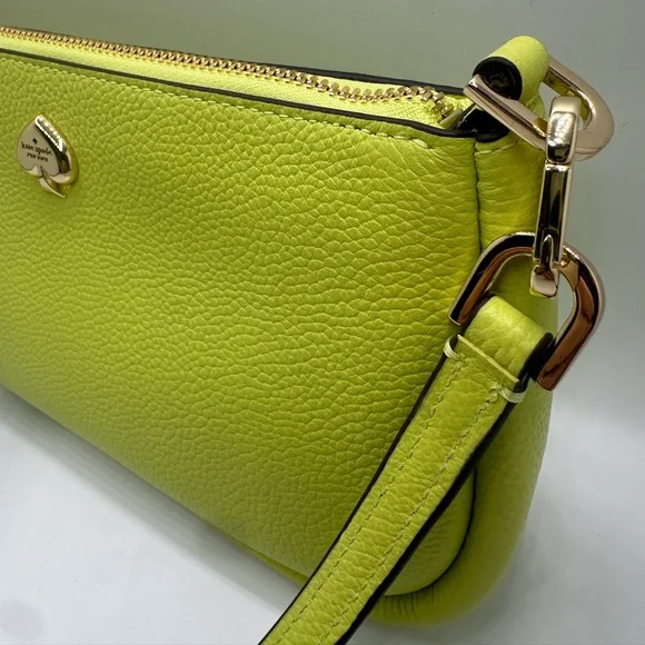 kate spade Lime Green Leather Shoulder Bag with Gold Spade Logo - Picture 5 of 8